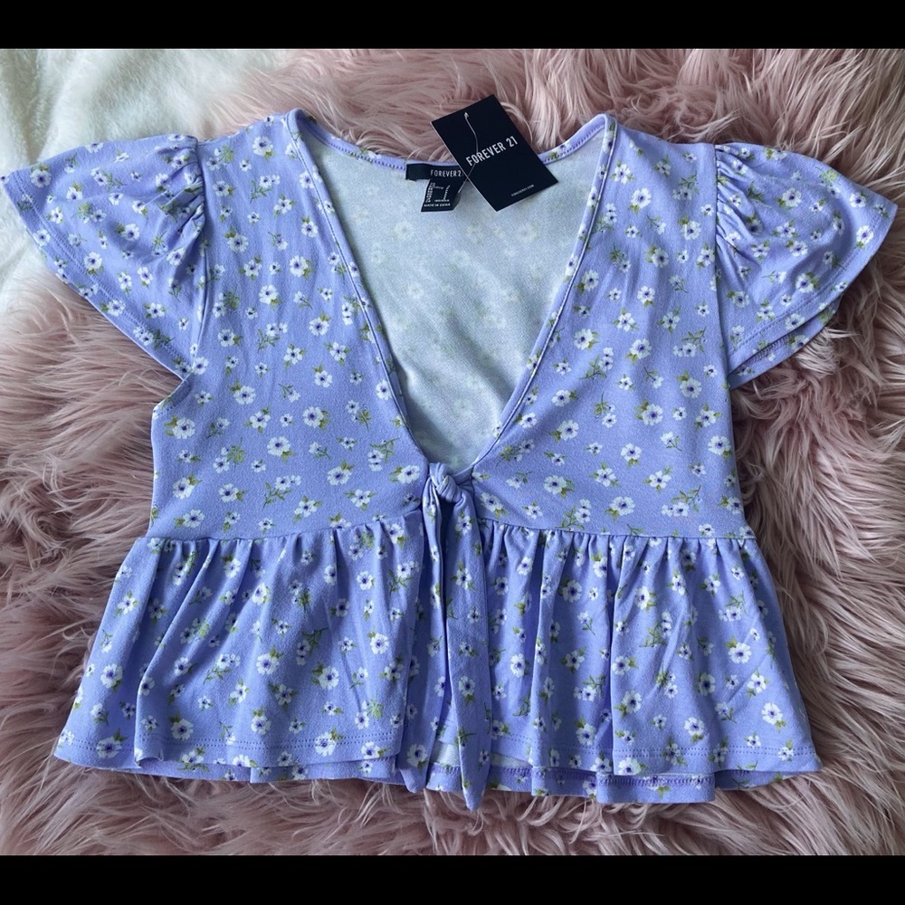 Lila with white flowers blouse